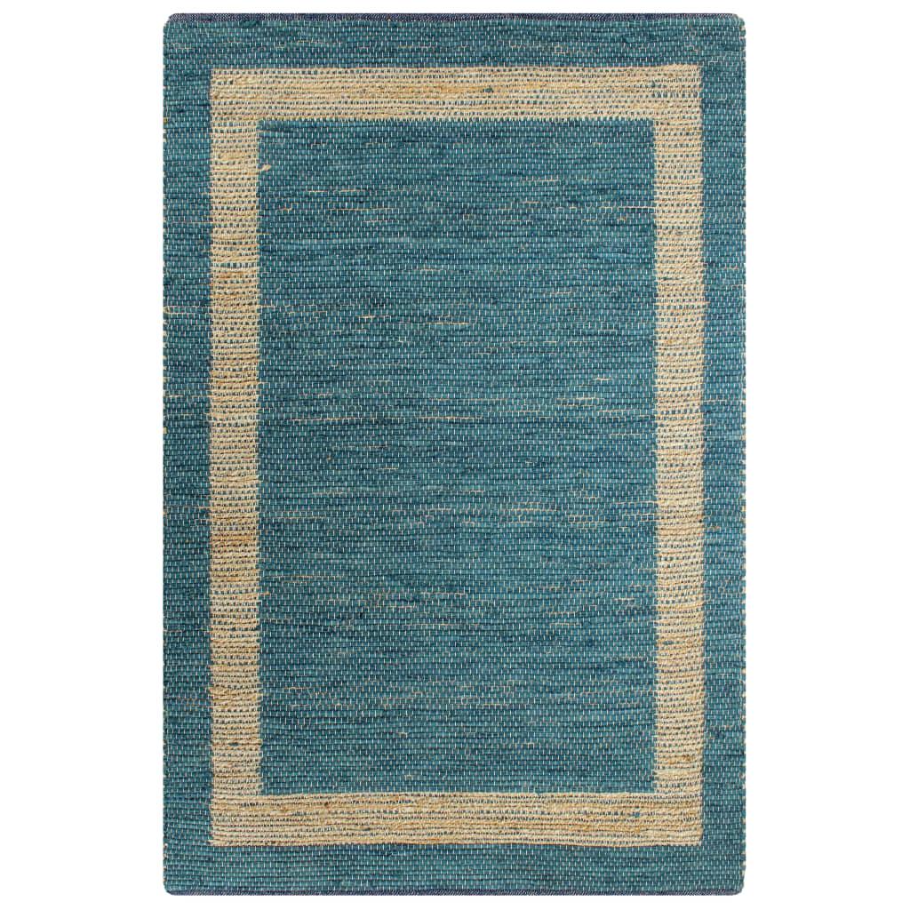 Håndlavet tæppe jute 160 x 230 cm blå