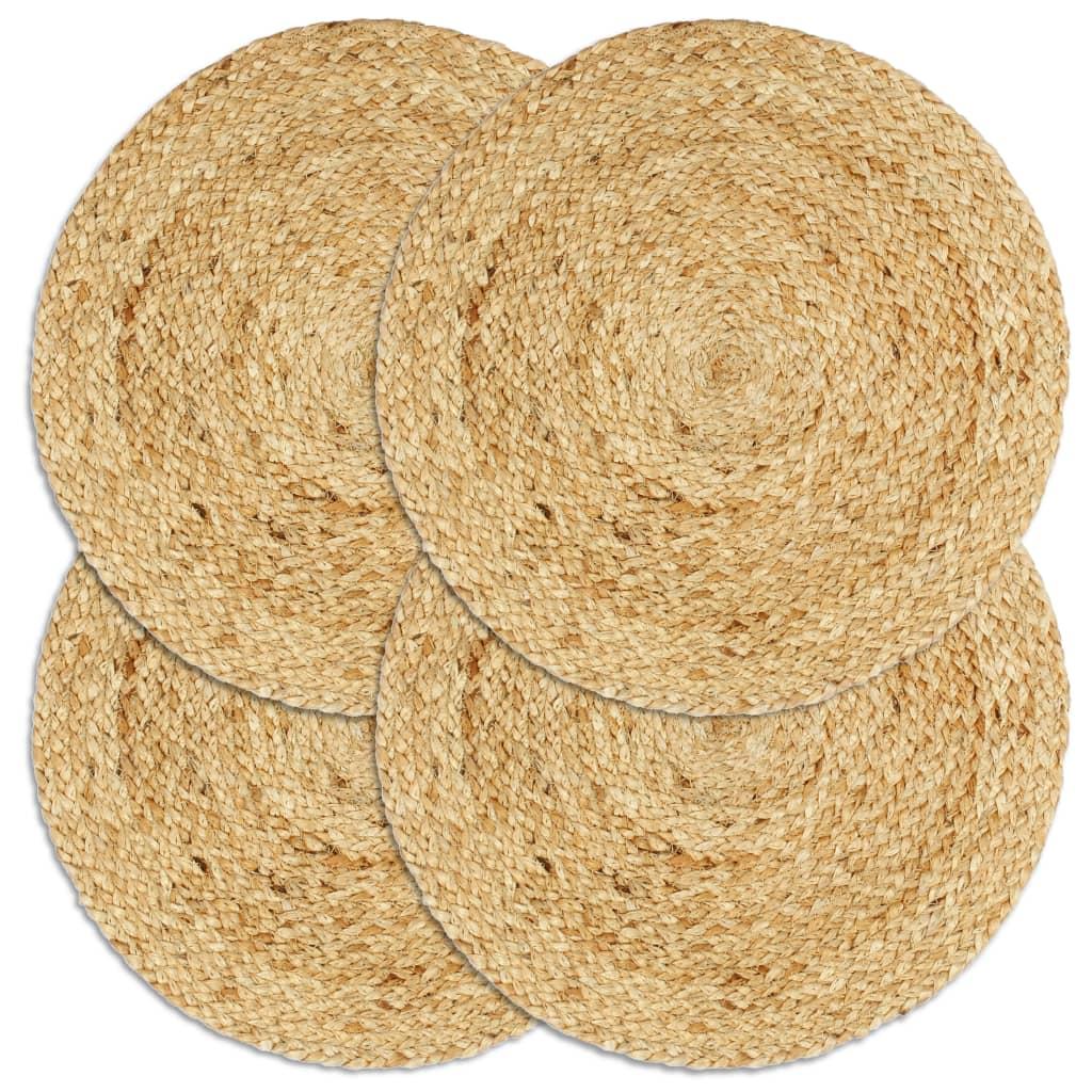 Dækkeservietter 4 stk. rund 38 cm jute naturfarvet