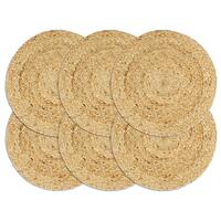 Dækkeservietter 6 stk. rund 38 cm jute naturfarvet