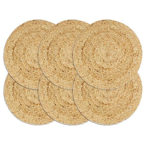 Dækkeservietter 6 stk. rund 38 cm jute naturfarvet
