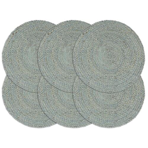 Dækkeservietter 6 stk. rund 38 cm jute olivengrøn
