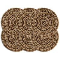 Dækkeservietter 6 stk. rund 38 cm jute mørkebrun