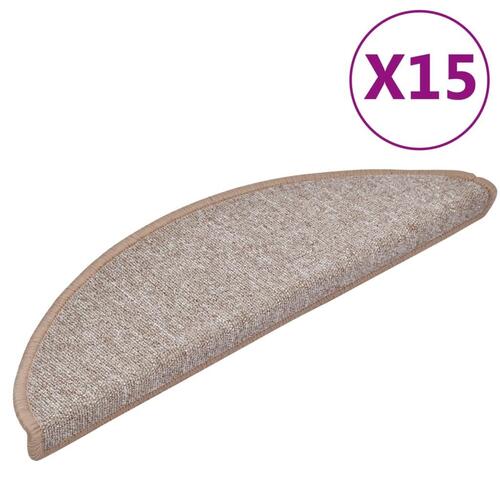 15 stk. trappemåtter 56 x 17 x 3 cm lysebrun