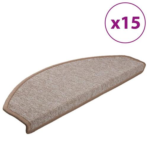 15 stk. trappemåtter 65 x 24 x 4 cm lysebrun