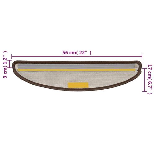 15 stk. trappemåtter 56x17x3 cm brun
