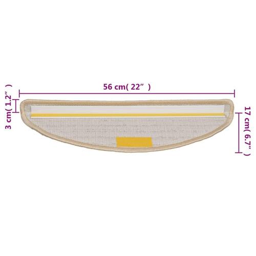 15 stk. trappemåtter 56x17x3 cm cremefarvet