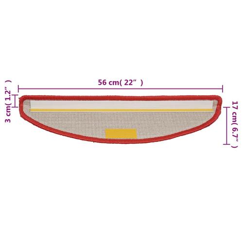 15 stk. trappemåtter 56x17x3 cm rød