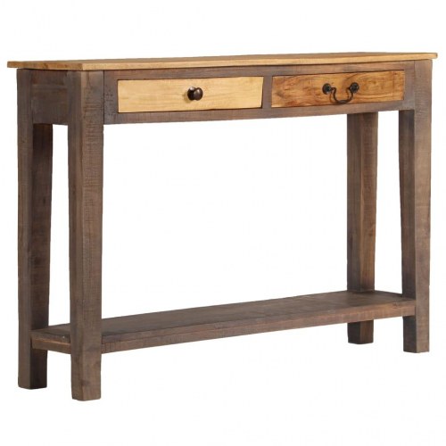 Konsolbord i massivt træ - vintage, 118 × 30 × 80 cm med 2 skuffer