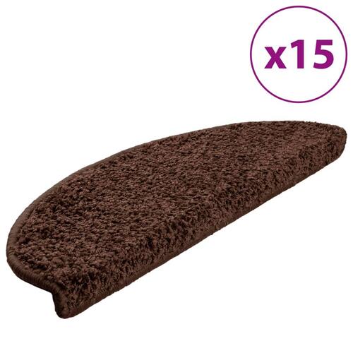 15 stk. trappemåtter 65x21x4 cm brun