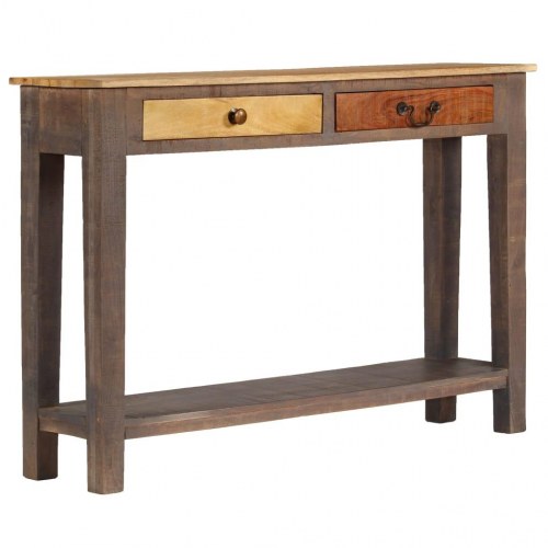 Konsolbord i massivt træ - vintage, 118 × 30 × 80 cm med 2 skuffer