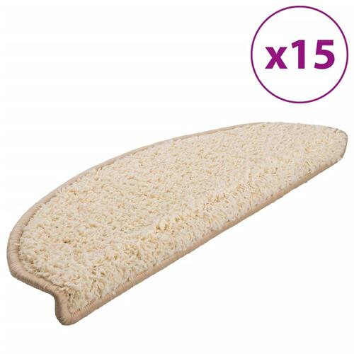 15 stk. trappemåtter 65x21x4 cm cremefarvet