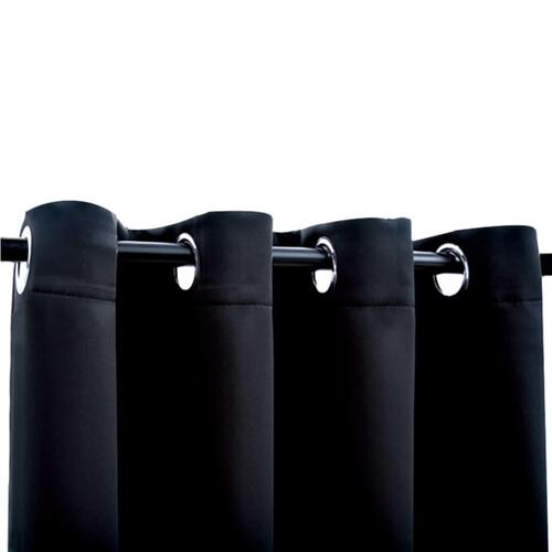 Lysdæmpende gardiner 2 stk. med metalringe 140 x 175 cm sort