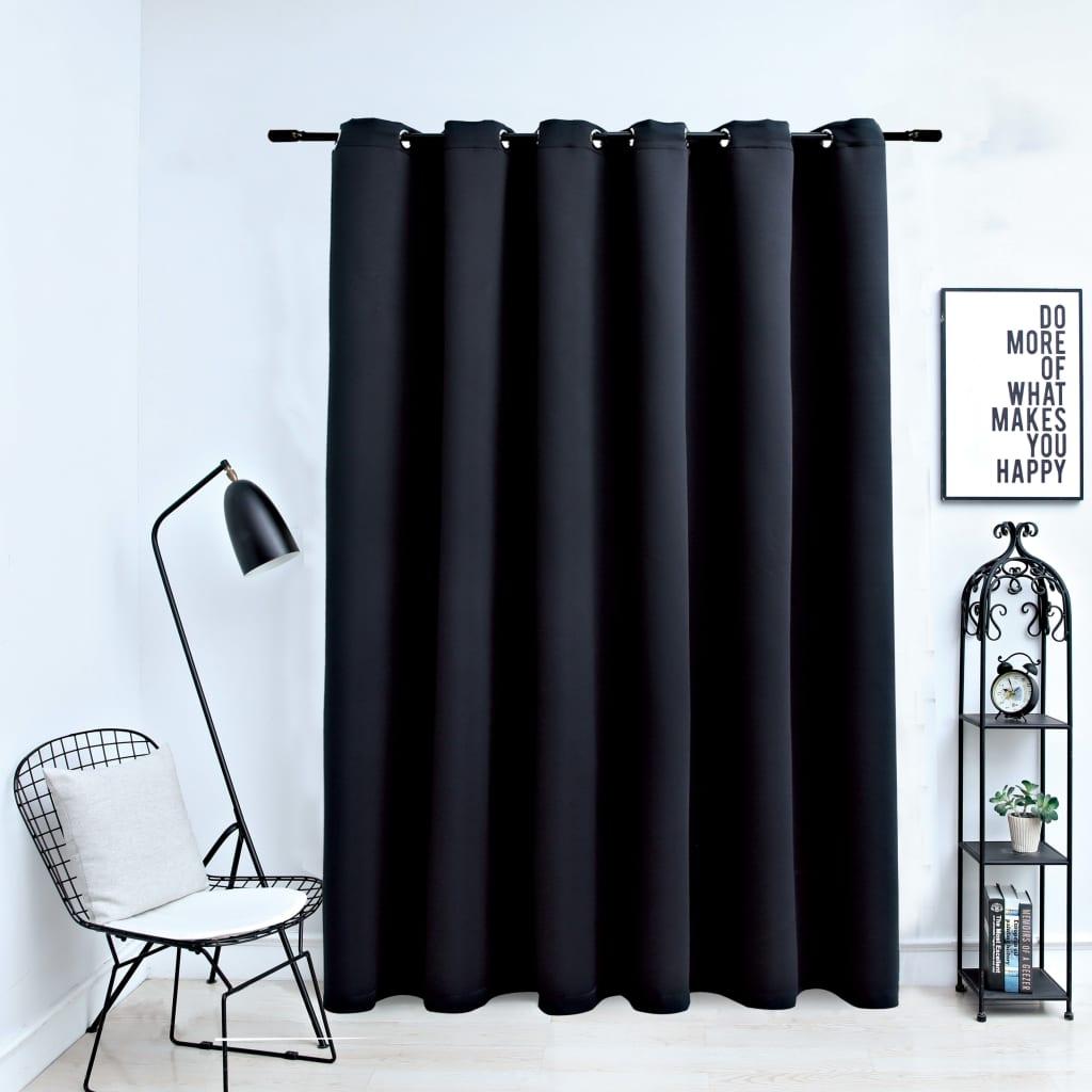Mørklægningsgardin med metalringe 290 x 245 cm sort