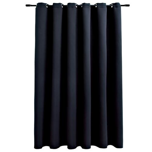 Mørklægningsgardin med metalringe 290 x 245 cm sort
