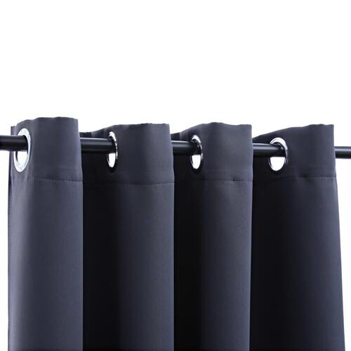 Lysdæmpende gardiner 2 stk. metalringe 140 x 225 cm antracitgrå
