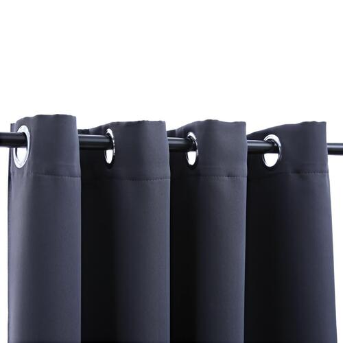 Lysdæmpende gardiner 2 stk. metalringe 140 x 245 cm antracitgrå