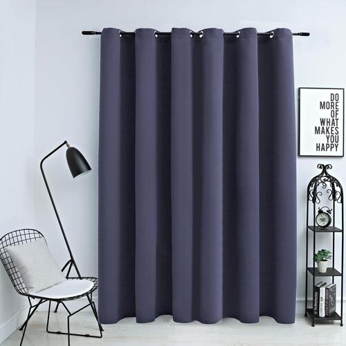 Mørklægningsgardin med metalringe 290 x 245 cm antracitgrå