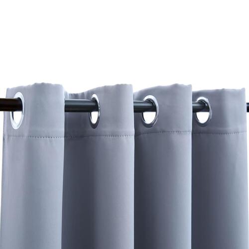 Lysdæmpende gardiner 2 stk. med metalringe 140 x 175 cm grå