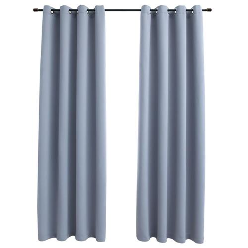 Lysdæmpende gardiner 2 stk. med metalringe 140 x 225 cm grå