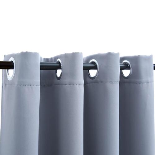 Lysdæmpende gardiner 2 stk. med metalringe 140 x 225 cm grå