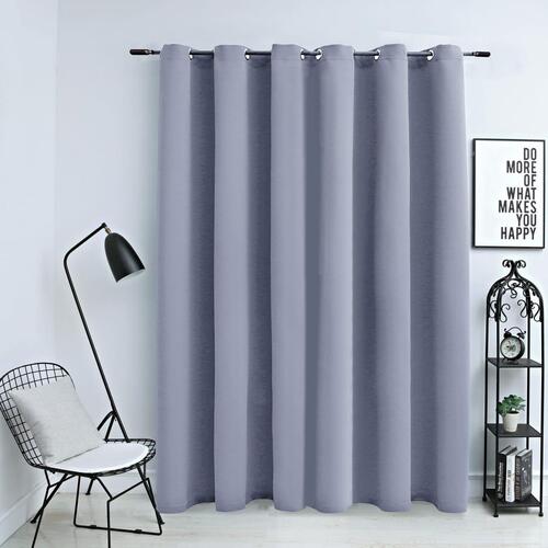 Mørklægningsgardin med metalringe 290 x 245 cm grå