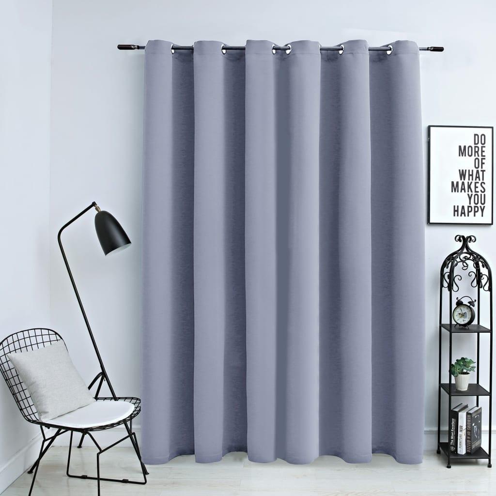 Mørklægningsgardin med metalringe 290 x 245 cm grå