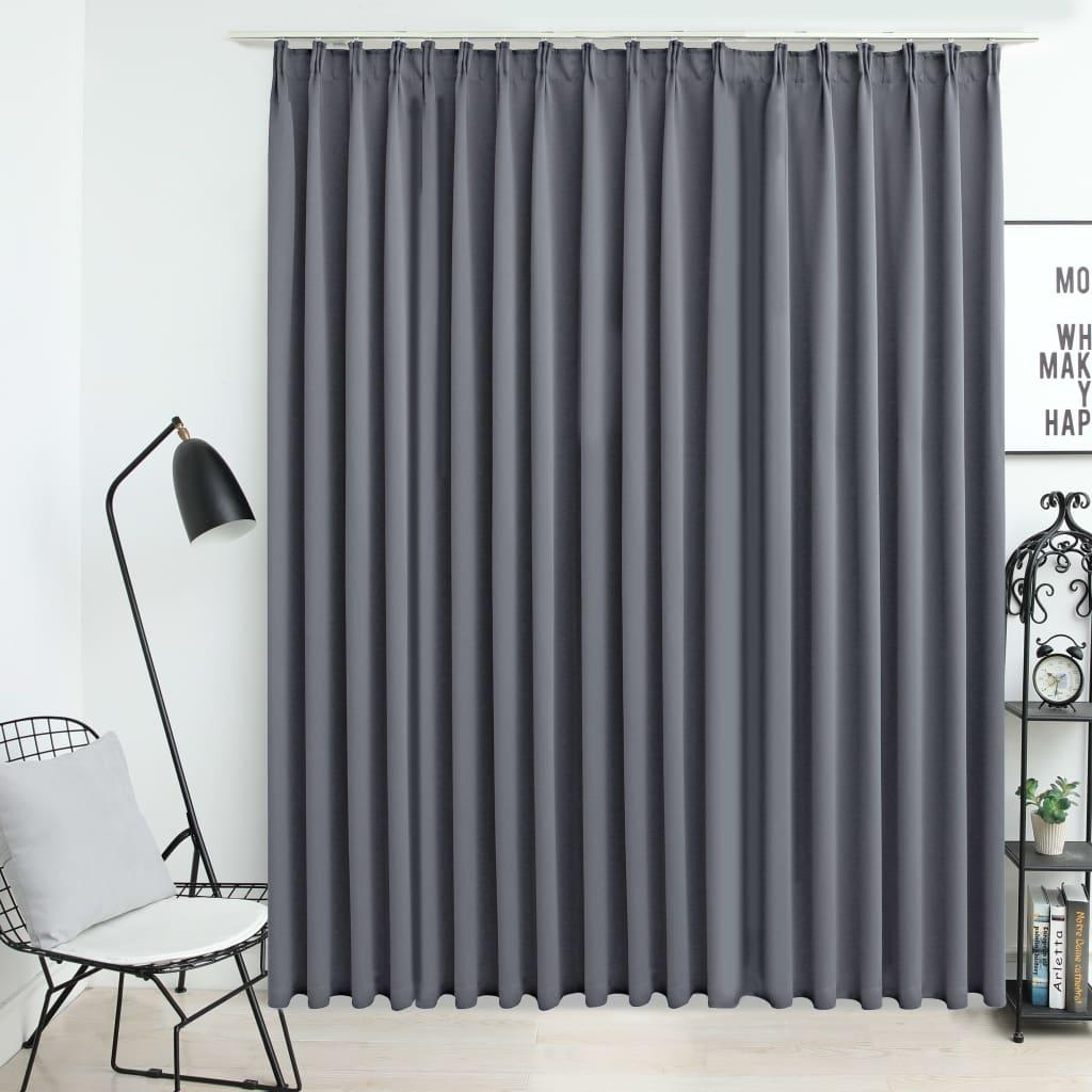 Mørklægningsgardin med kroge 290 x 245 cm grå