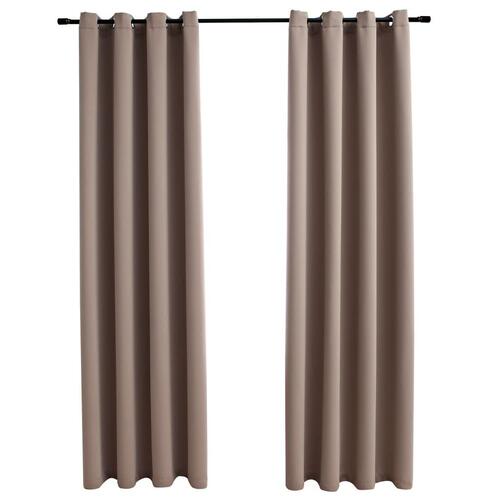 Lysdæmpende gardiner 2 stk. med metalringe 140 x 175 cm gråbrun