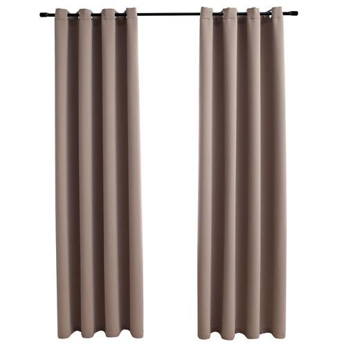 Lysdæmpende gardiner 2 stk. med metalringe 140 x 225 cm gråbrun