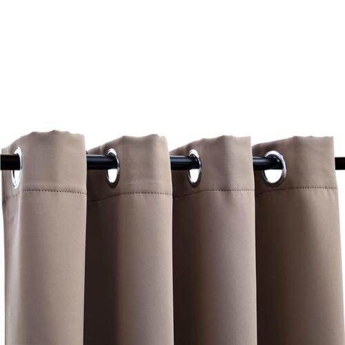 Lysdæmpende gardiner 2 stk. med metalringe 140 x 245 cm gråbrun