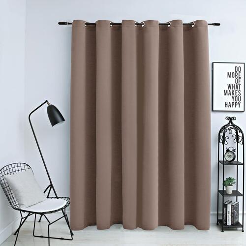 Mørklægningsgardin med metalringe 290 x 245 cm gråbrun