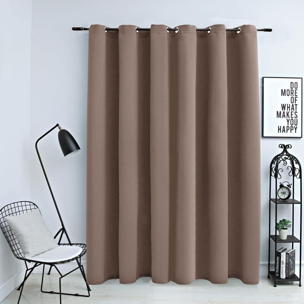 Mørklægningsgardin med metalringe 290 x 245 cm gråbrun