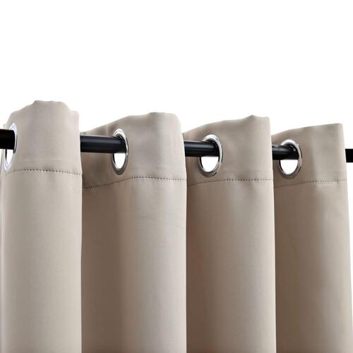 Lysdæmpende gardiner 2 stk. med metalringe 140 x 175 cm beige