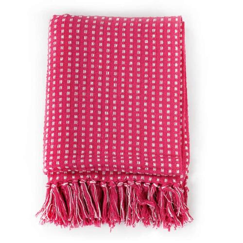 Plaid 125x150 cm bomuld firkanter lyserød