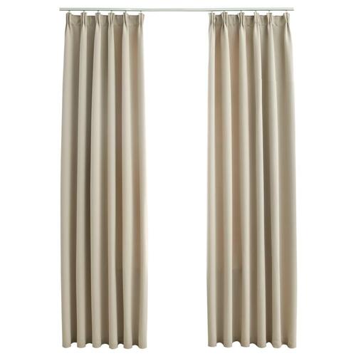 Lysdæmpende gardiner 2 stk. med kroge 140 x 225 cm beige
