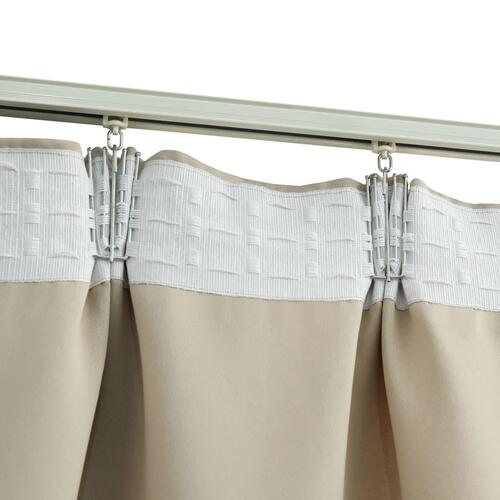 Lysdæmpende gardiner 2 stk. med kroge 140 x 225 cm beige