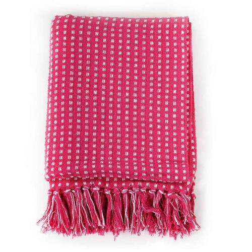 Plaid 160x210 cm bomuld firkanter lyserød