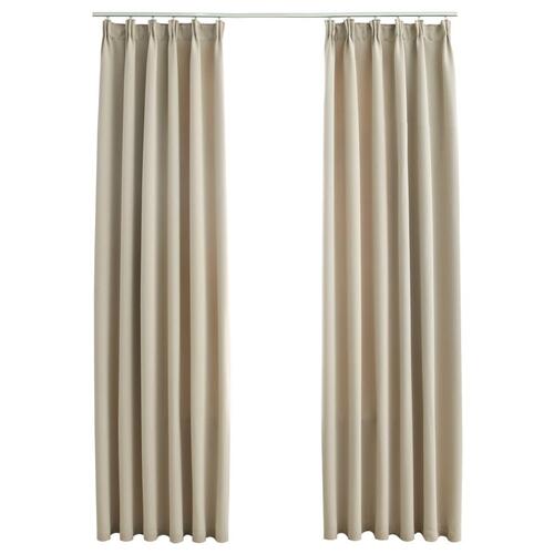 Lysdæmpende gardiner 2 stk. med kroge 140 x 245 cm beige