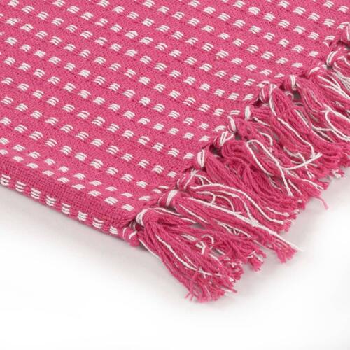 Plaid 220x250 cm bomuld firkanter lyserød