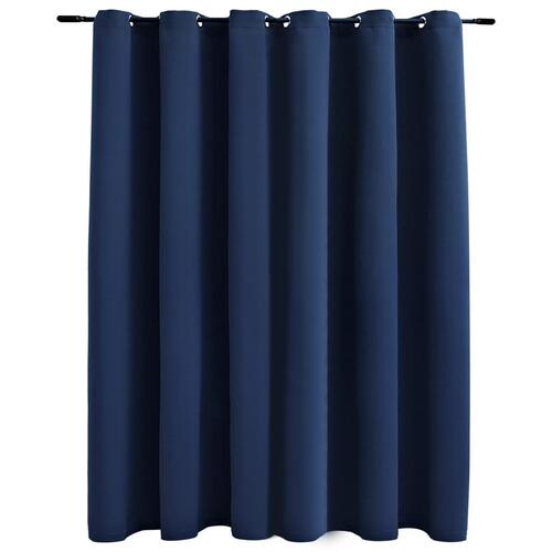 Mørklægningsgardin med metalringe 290 x 245 cm blå