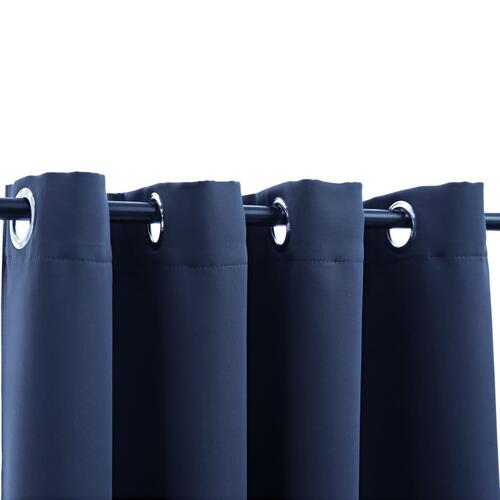 Mørklægningsgardin med metalringe 290 x 245 cm blå