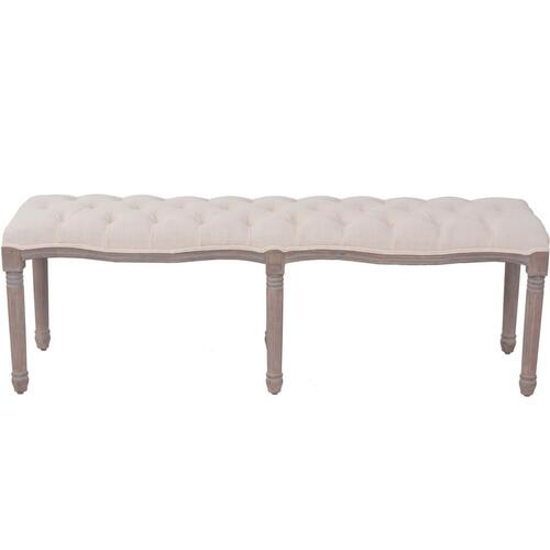 Bænk lærred massivt træ 150 x 40 x 48 cm cremehvid