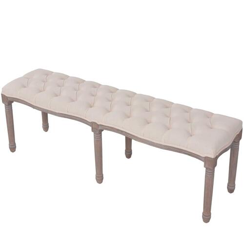Bænk lærred massivt træ 150 x 40 x 48 cm cremehvid