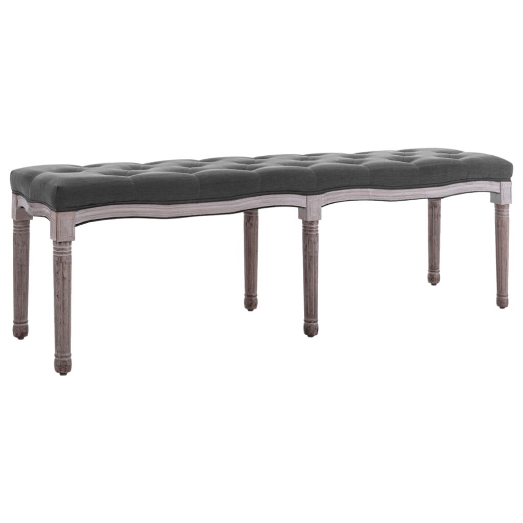 Bænk 150x40x48 lærred massivt træ mørkegrå