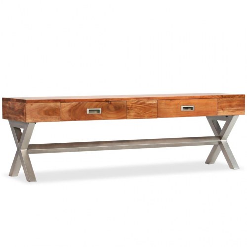 Tv-bord med skuffer 140 cm massivt akacietræ