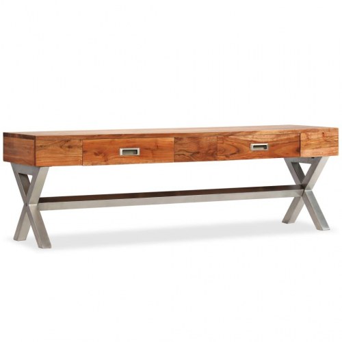 Tv-bord med skuffer 140 cm massivt akacietræ