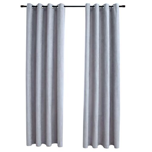 Lysdæmpende gardiner 2 stk. med metalringe 140 x 225 cm grå