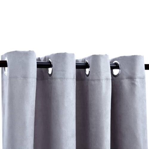 Lysdæmpende gardiner 2 stk. med metalringe 140 x 225 cm grå