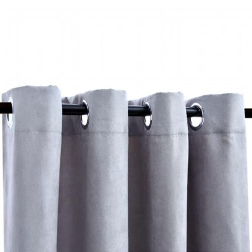 Lysdæmpende gardiner 2 stk. med metalringe 140 x 245 cm grå
