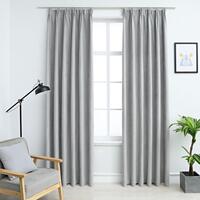Lysdæmpende gardiner med kroge 2 stk. 140 x 245 cm grå